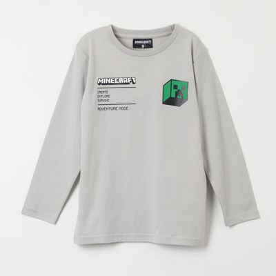 Polera Manga Larga Niño Creepers Back Gris Minecraft