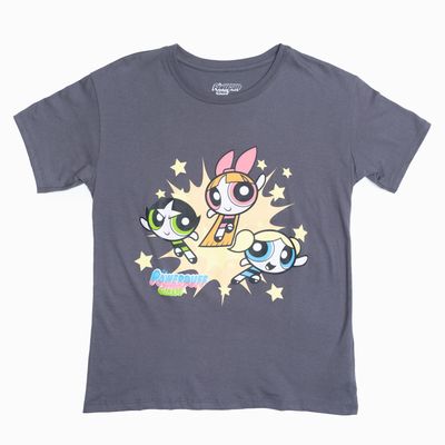 Polera Mujer Chicas Superpoderosas  Gris Cartoon Network I