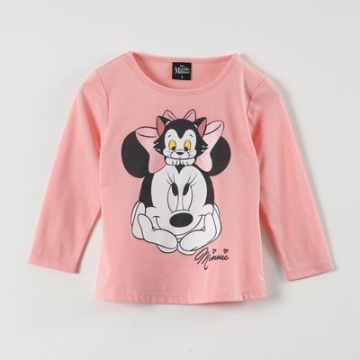Polera Manga Larga Niña Minnie Kitty Rosado Disney