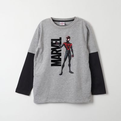 Polera Manga Larga Niño Spiderman Flex Gris Marvel
