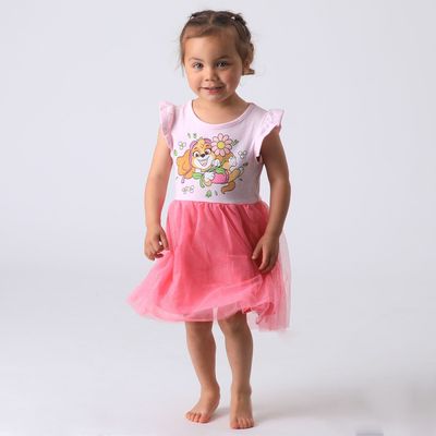 Vestido Niña Rosado Tull Paw Patrol