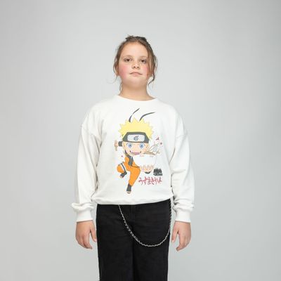 Poleron Niña Naruto Fideos Blanco Naruto