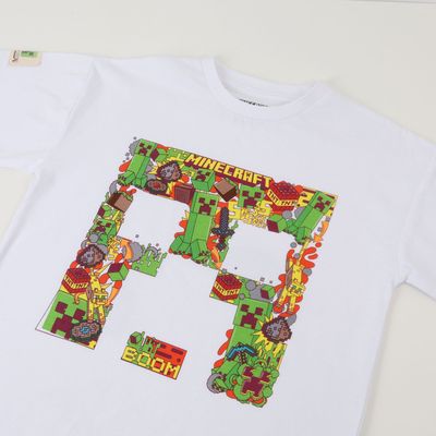 Imagen 2 del producto Polera Manga Corta Niño Creeper Blanco Minecraft