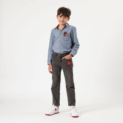 Jeans Niño Spiderman Logo Negro Marvel