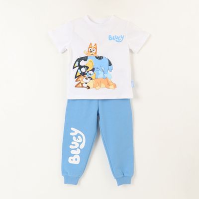 Conjunto Niño Sideways Blanco Bluey Y Su Familia