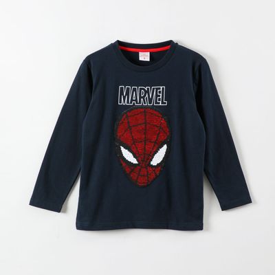 Polera Manga Larga Niño Spiderman Reversible Azul Marvel
