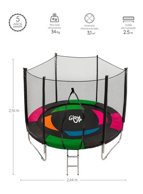 Imagen 2 del producto Cama Elástica 2,44 mts 8ft Glowup + Escalera Edición Exclusiva P