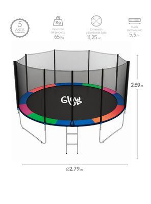Imagen 2 del producto Cama Elástica 14ft 4,27 mts GlowUp con Malla seguridad + Escalera