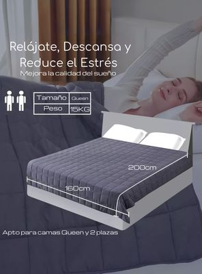 Imagen 2 del producto Manta de gravedad pesada Queen 15kg trastorno sueño Acqui