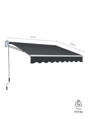 Imagen 2 del producto Toldo Retráctil 400x250 Cm Grafito Brazo Manual Para Terraza Vincenzi