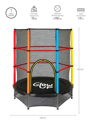 Imagen 2 del producto Cama Elástica GlowUp 140mt 4.5Ft Malla Seguridad Superior