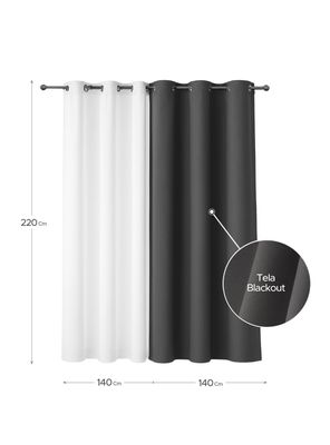 Imagen 2 del producto Cortina de Tela Blackout Gris Grafito + Velo Vincenzi 140x220