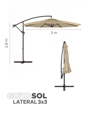 Imagen 2 del producto Quitasol sombrilla lateral terraza 3x3 beige Vincenzi