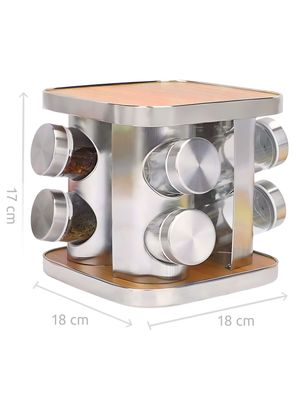 Imagen 2 del producto Especiero Cocina 8 Condimentos Giratorio Acero Inoxidable