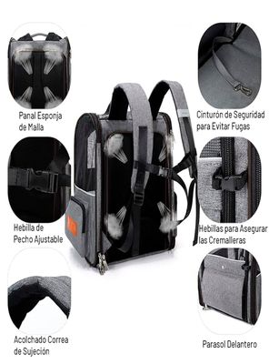 Imagen 2 del producto Mochila de Transporte para Mascotas Plegable mediana Medidas 42x64x32 cm