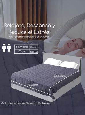 Imagen 2 del producto Manta De Gravedad Pesada Queen 12kg Trastorno Sueño Acqui
