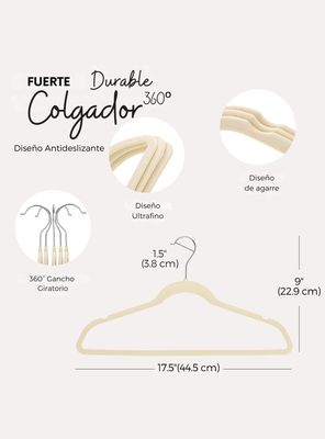 Imagen 2 del producto Set 50 Colgador Gancho Perchas Ropa Felpa Antideslizante