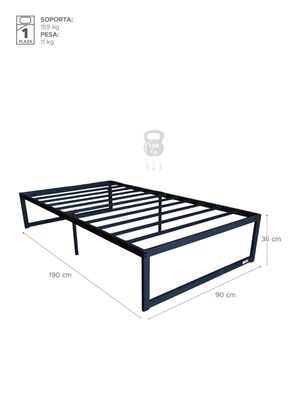 Imagen 2 del producto Base para Cama Europea Acero Negro 90x190 cm 1 Pza Zen Vincenzi
