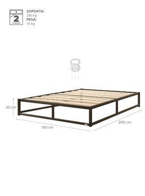 Imagen 2 del producto Base para cama Europea Acero y Madera 150x190 cm 2 Pza Nova Vincenzi