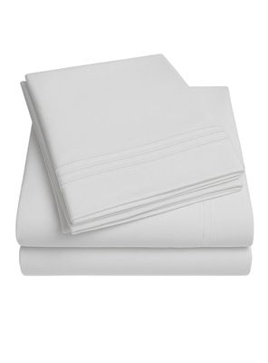 Juego De Sábanas Blanco 1800 Hilos Ultra Suave 1,5 Plazas Vincenzi