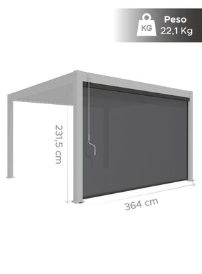 Imagen 2 del producto Cortina Manual Zipscreen Vincenzi 364 cms para pérgola bioclimática