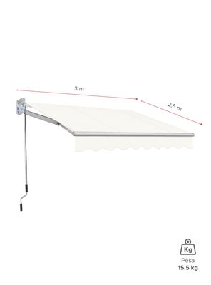 Imagen 2 del producto Toldo con brazo retractil Terrazas 3x2.5 Mts Blanco Vincenzi