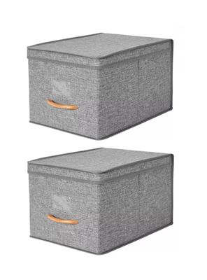 Pack 2 Cajas Organizadoras Plegable Grandes Con Tapa De Lino