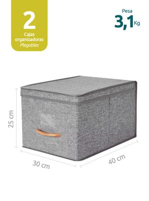 Imagen 2 del producto Pack 2 Cajas Organizadoras Plegable Grandes Con Tapa De Lino