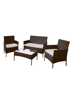 Set Juego De Terraza 4pcs Mesa Sillas Sillon Rattan Vincenzi
