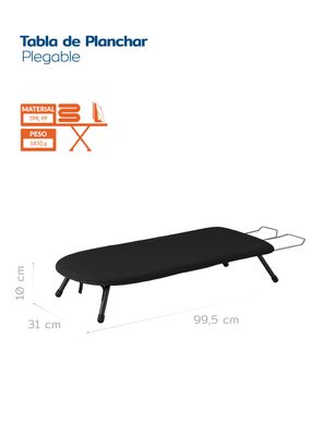 Imagen 2 del producto Tabla de planchar de mesa plegable comparta y portátil Negro Homeclaf