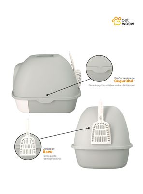 Imagen 2 del producto Arenero Gatos con puerta abatible Gris 52x41x405 cm Petwoow