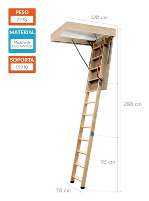Imagen 2 del producto Escalera Ático de Madera Mansarda 70x120cm Homeclaf