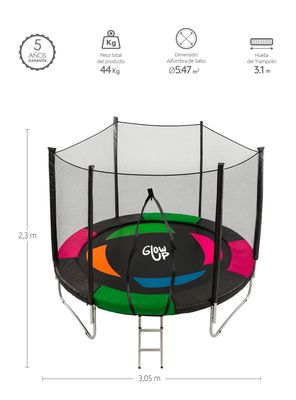 Imagen 2 del producto Cama Elástica 3,05 mts 10 ft GlowUp Edición Ltda Exclusiva P con Malla y escalera