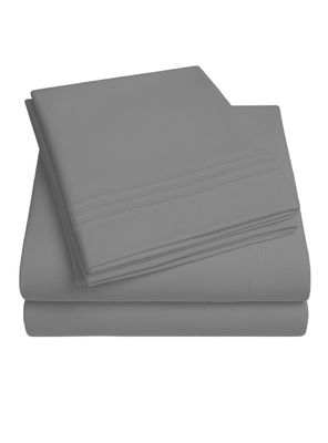 Juego De Sábanas Gris 1800 Hilos Ultra Suave 2 plazas Vincenzi