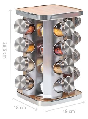 Imagen 2 del producto Especiero Cocina 16 Condimentos Giratorio Acero Inoxidable