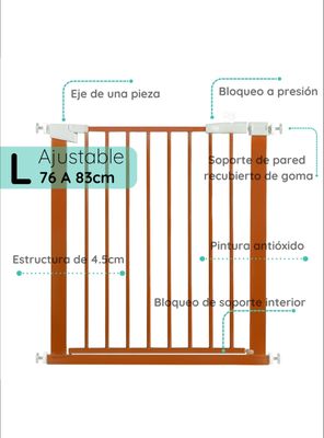 Imagen 2 del producto Reja de Seguridad escalera puerta bebés y mascotas café