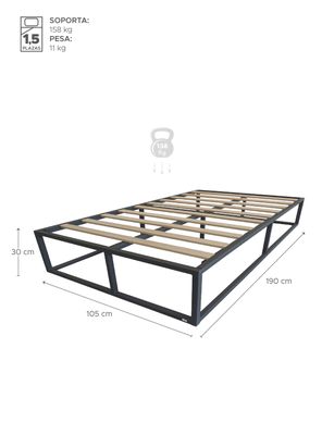 Imagen 2 del producto Base para Cama Europea Acero y Madera 105x190 cm 1,5 Pza Nova Vincenzi