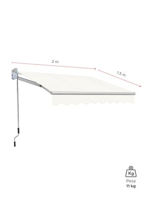 Imagen 2 del producto Toldo con brazo retractil Terrazas 2x1.5 Mts Blanco