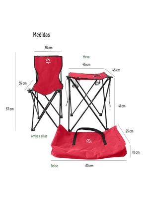 Imagen 2 del producto Mesa con 2 Sillas Plegables Rojo