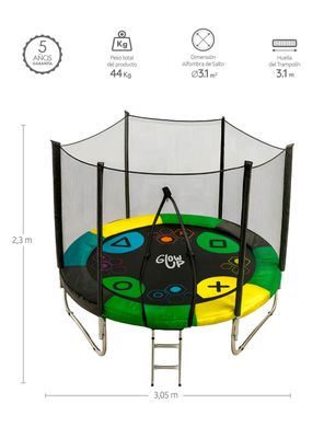 Imagen 2 del producto Cama Elástica 3,05 mts 10 ft GlowUp Edición Gamer Ltda Exclusiva P con Malla y escalera
