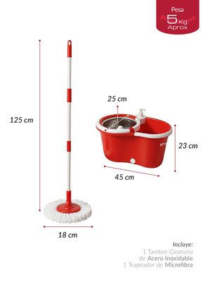 Imagen 2 del producto Mopa Giratoria 360° y Balde con interior de Acero Inox Bfresh