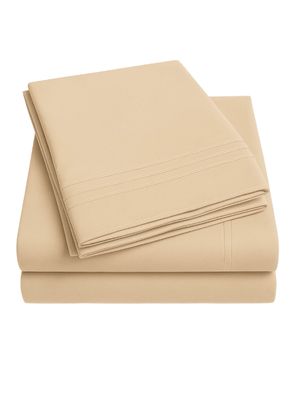 Juego De Sábanas Beige 1800 Hilos Ultra Suave tamaño King Vincenzi