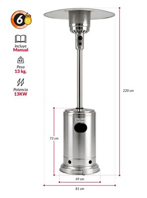 Imagen 2 del producto Estufa De Patio Exterior A Gas 50,000 Btu Plateado Antivuelco Bfresh