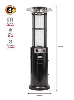 Imagen 2 del producto Estufa Patio Exterior Cilíndrica A Gas 12,5kw Negra Bfresh