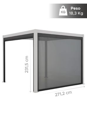 Imagen 2 del producto Cortina Manual Zipscreen 271 cm Vincenzi Para Pérgolas Bioclimática