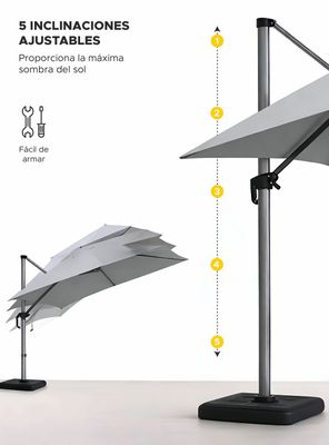 Imagen 2 del producto Quitasol para terraza Lateral Gris 360 Vincenzi