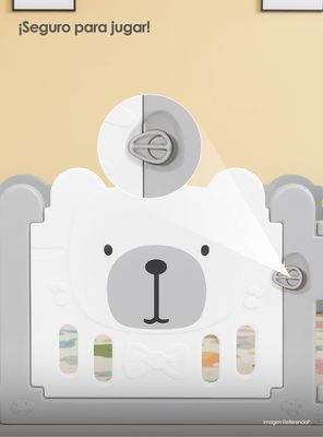Corral Para Bebé Plegable Osito Portátil Con Panel Seguridad