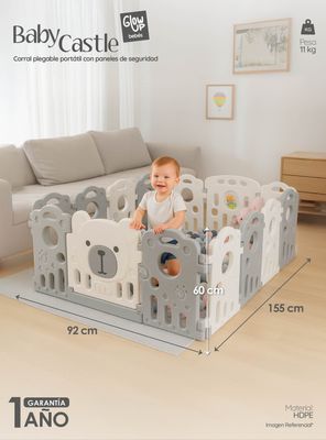 Imagen 2 del producto Corral Para Bebé Plegable Osito Portátil Con Panel Seguridad
