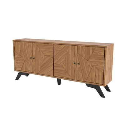 Rack Santos 4 Puertas Roble-Negro - TV 75""