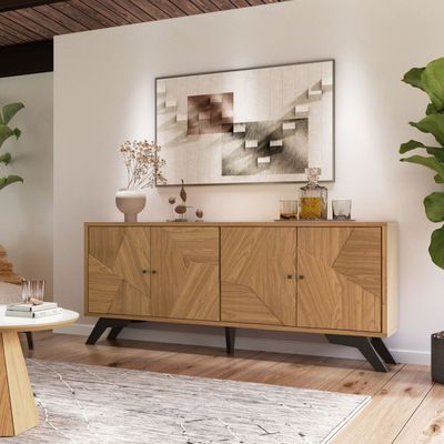 Imagen 2 del producto Rack Santos 4 Puertas Roble-Negro - TV 75""